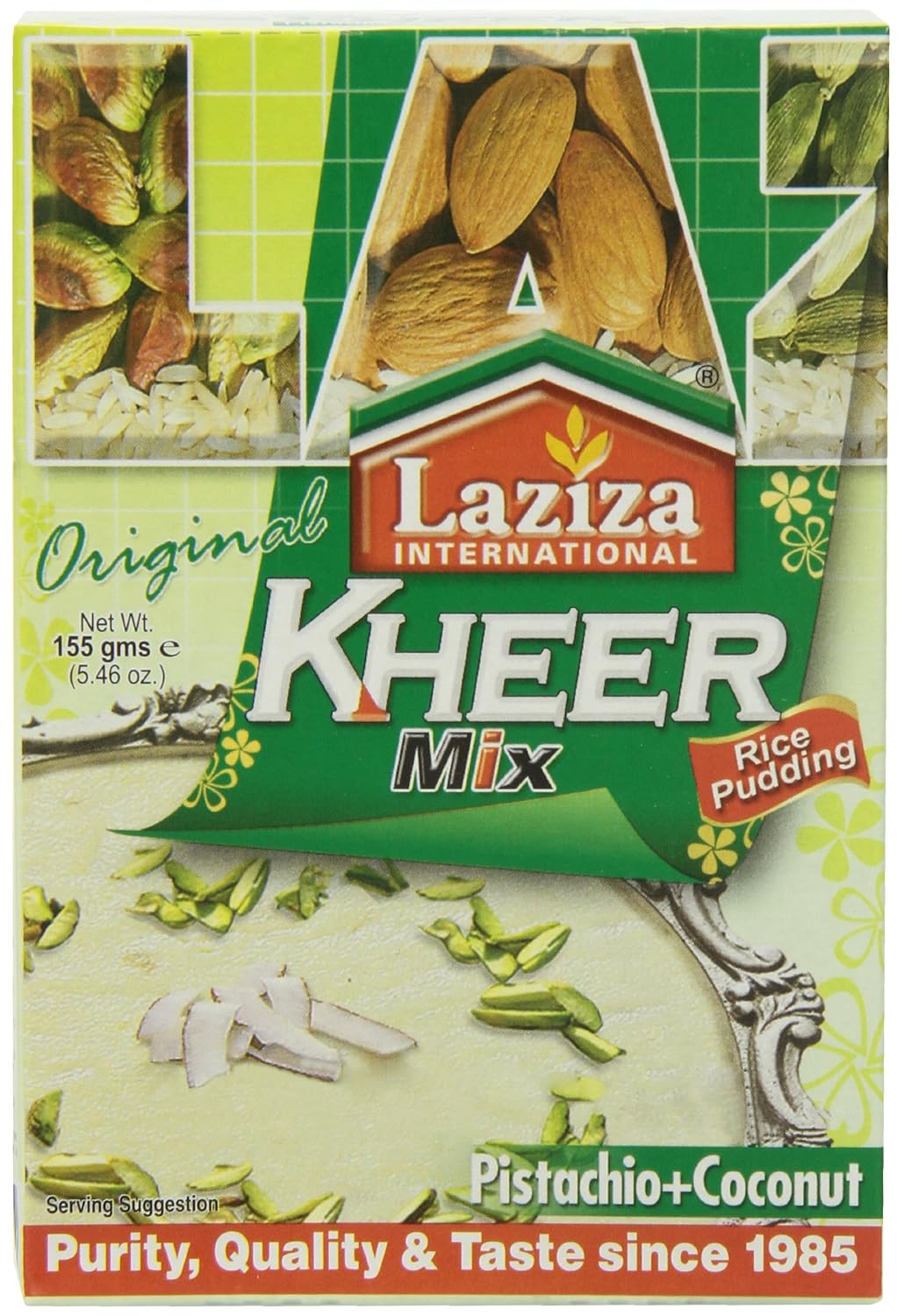 Laziza Kheer Mix Pistachio+coconut (rice Pudding), 155-Gram Boxes (Pack of 6)