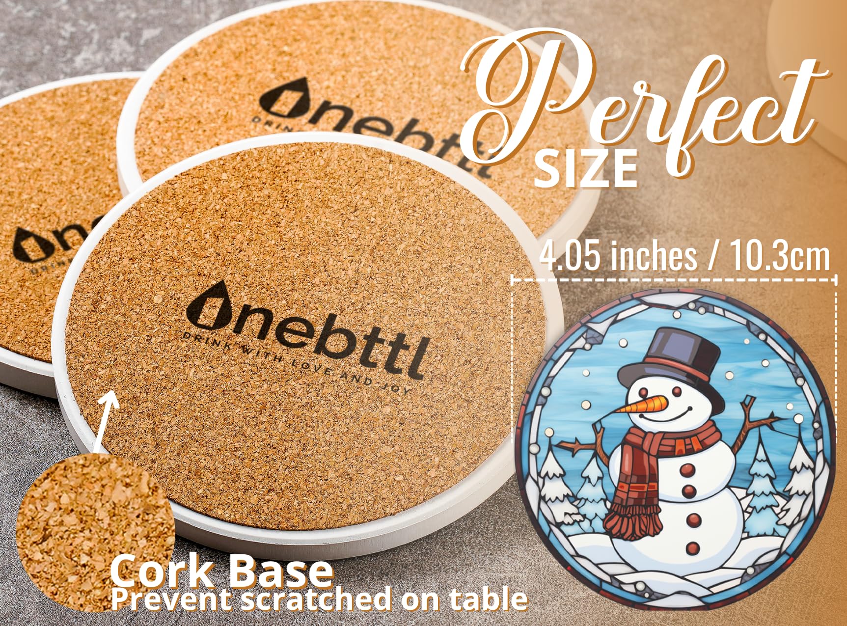 Regalos de muñeco de nieve para mujeres y hombres, posavasos de muñeco de nieve, decoración del hogar de invierno para cumpleaños, Navidad, Acción de Gracias, juego de 6, cerámica, absorbente con base