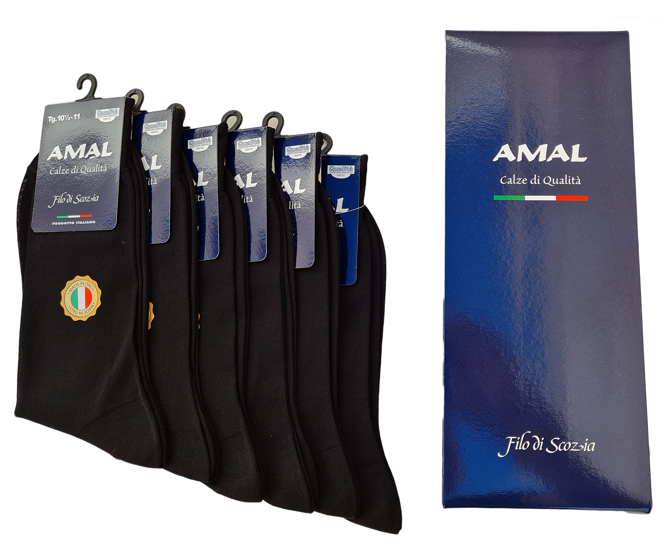 Calcetines de hombre de hilo de Escocia cortos | Calcetines cortos para hombre algodón 100% | Malla Afeitada en Color liso | Paquete de 6 pares | 3 tallas producto italiano