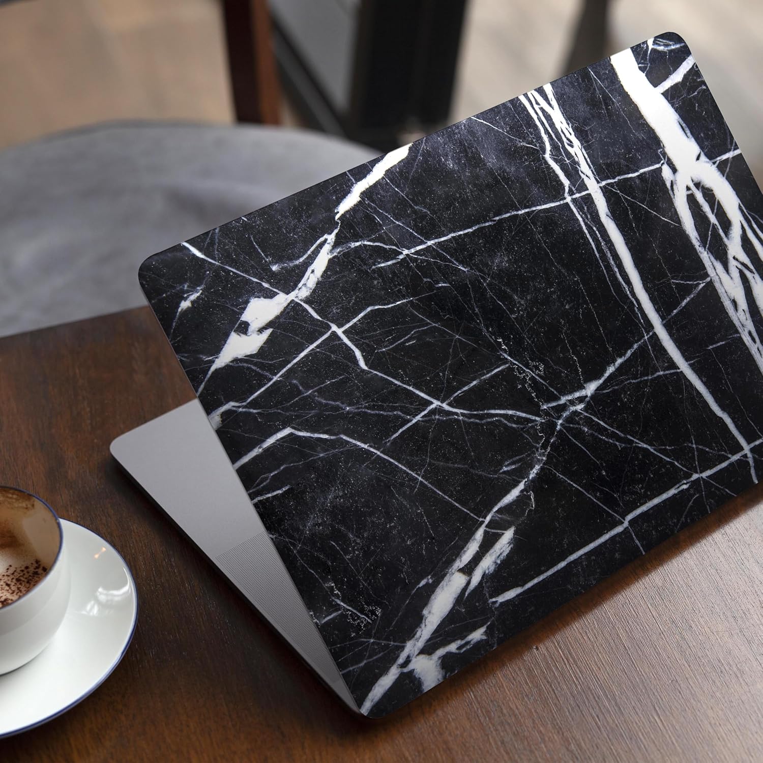 DesignSkinz - Compatible with MacBook 12" Retina (A1534) - Skin Decal Protective Scratch Resistant Vinyl Wrap - Natural Black & White Marble Stone