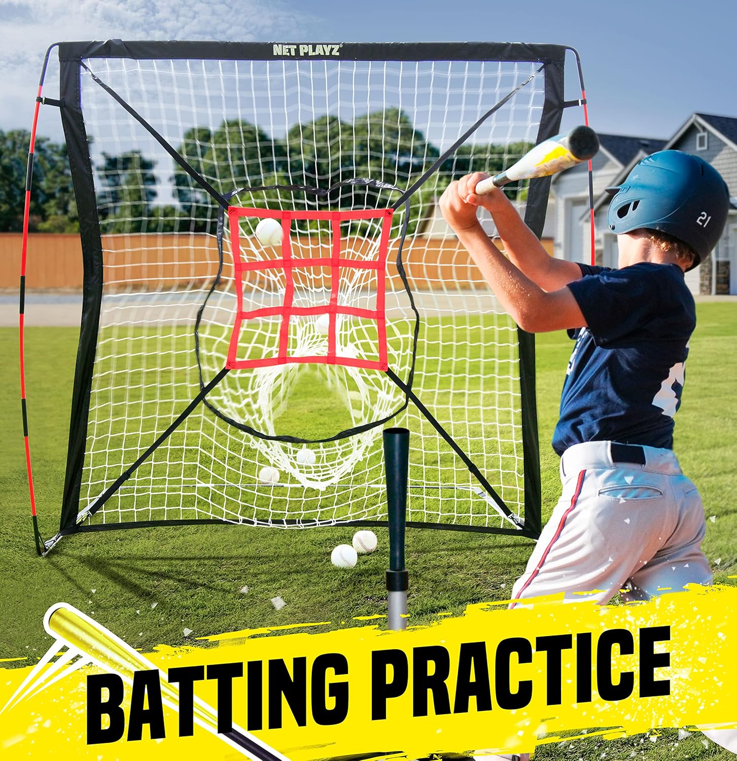 Baseball Net Pitching Hitting Batting Practice Net - 9 Strike Zone, Baseball Gift for Kids & Youth