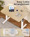 Okin Small Electric Standing Desk, 40" x 24" Whole Piece Height Adjustable Desk, Oak Sit to Stand Desk Computer Workstation for Home Office