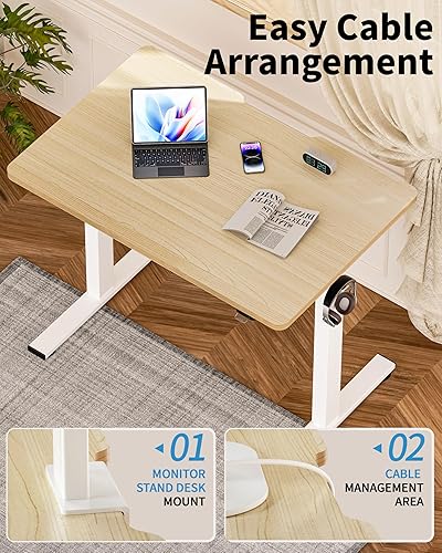 Miniatura 42 de Okin Escritorio eléctrico pequeño de pie, 40 x 24 pulgadas, altura ajustable, color negro, estación de trabajo para oficina en casa Negro