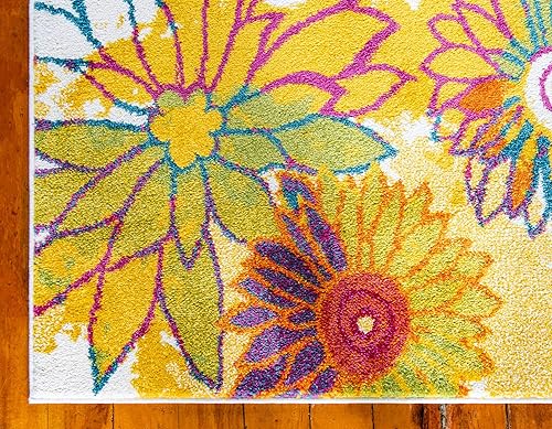 Miniatura 7 de Unique Loom colección Lyon - Alfombra de área de diseño floral, estilo moderno