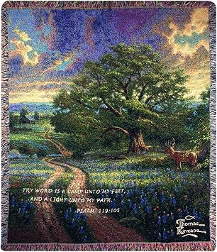 Manual Thomas Kinkade 50 x 60-Inch Tapestry Throw with Verse, Country Living