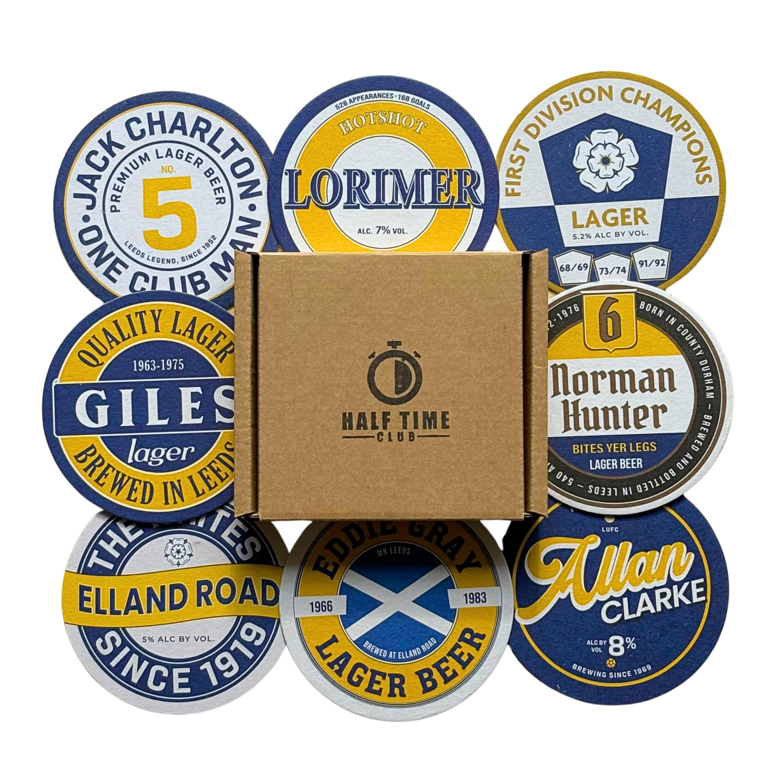 Leeds United 2nd Football Beer Mat Coasters - Perfect for a Gift or Present for Any Leeds Fan (8-Pack)