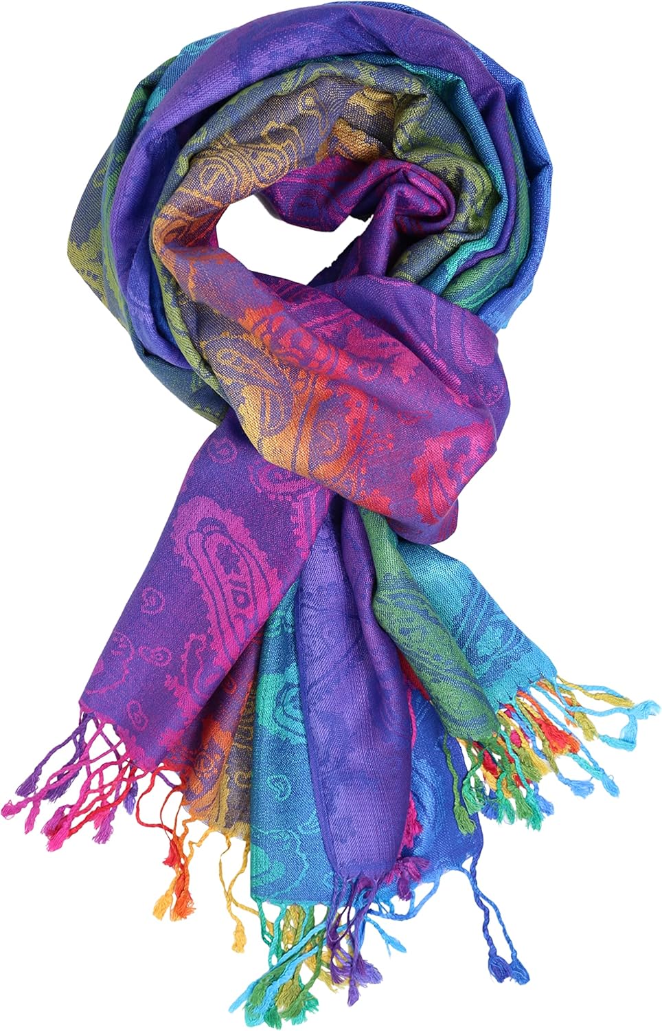 KMystic Colorful Rave Paisley and Flower Pashmina Scarf Shawl Wrap - Image 2