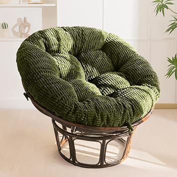 HIGOGOGO Papasan Chair Cushion with Thick Corduroy Cover Without Chair, Supportive Cushion, Caput Mortuum, 48 x 48 Inch
