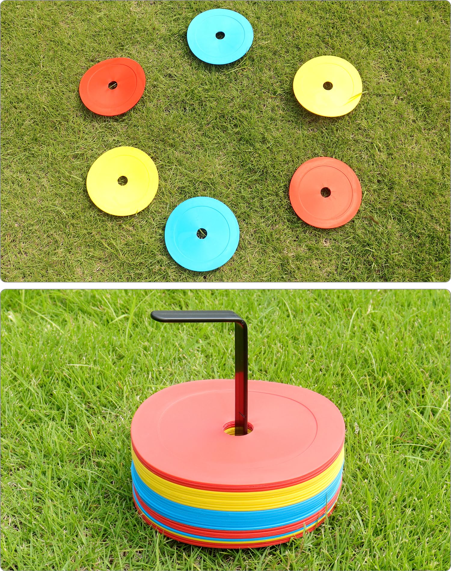 QWORK® Plats cône de marquage, Disponible en 15 cm ou 23 cm - Plot Sport pour Football, Basket, Handball et Plus
