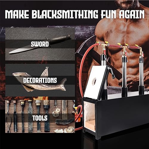 Miniatura 30 de Horno de forja con quemadores individuales, gran capacidad, forjas cuadradas de propano para herrería, adecuado para artistas, aficionados