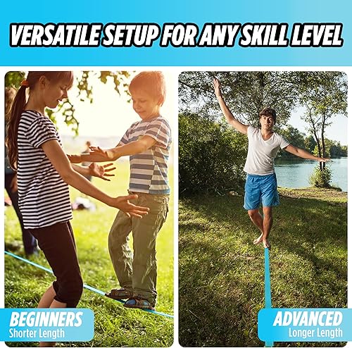Miniatura 6 de Trailblaze Slackline Kit con protectores de árbol Slacklines para patio trasero para niños y adultos Juego de cuerda ajustada para principiantes