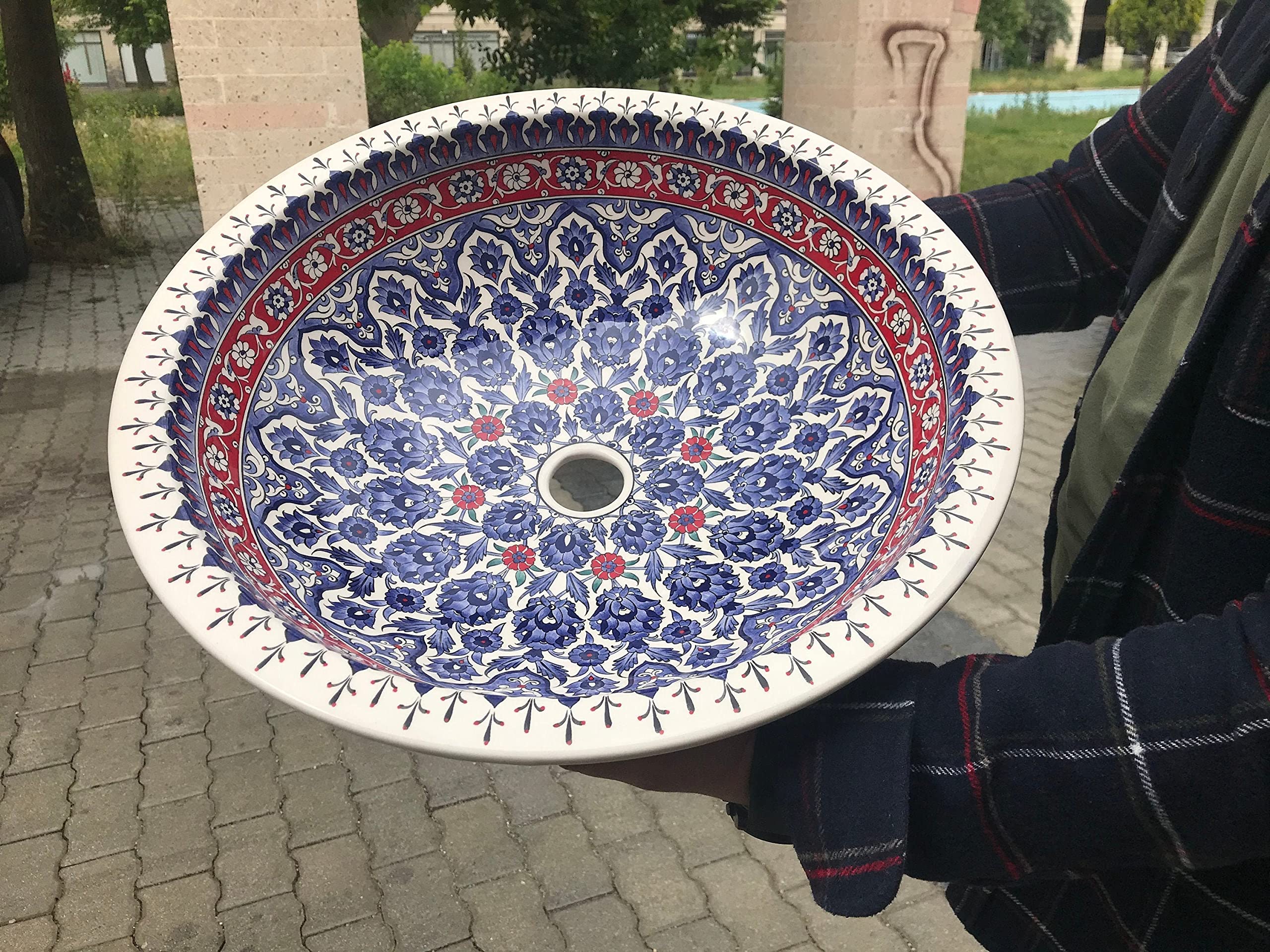 Handmade Turkish Ceramic Bathroom Sink, Moroccan Style Basin, Hand painted kitchen round vessel washbasin, Unique home accessories, Gift her