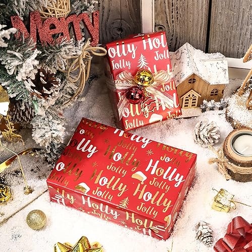 Vista 58 de LeZakaa Mini rollo de papel de regalo de Navidad azul, muñeco de nieve, reno, bola de cristal, árbol de copo de nieve, papel de regalo metálico