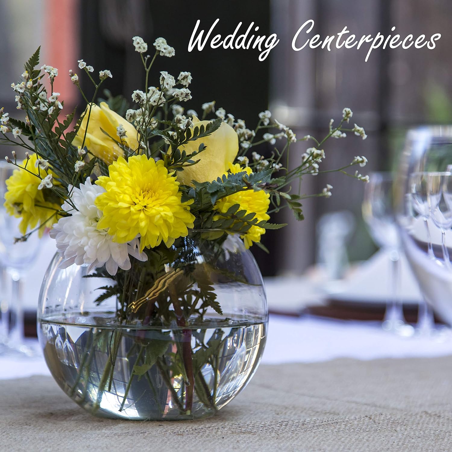 CYS EXCEL Glass Bubble Bowl (H-7.5" W-10", Approx. 2 Gal.) Multiple Size Choices Fish Bowl Vase Glass Round Bowl Terrarium Globe Flower Vase Centerpiece