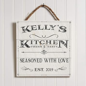 Artblox Personalized Kitchen Signs Custom Wood Sign Printed On Real Pine Wood Kitchen Wall Decor Personalized Gifts For Wife Christmas Gift Ideas Rustic Home Decor Customized Gifts