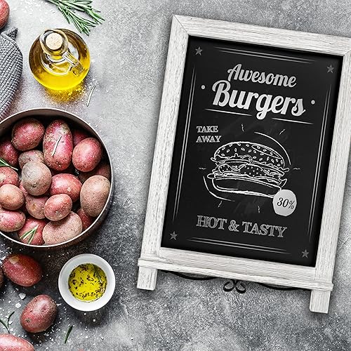 Miniatura 6 de HBCY Creations - Pizarra de madera rústica con patas para mesa, letrero de mesa estilo vintage para boda, pizarra pequeña para notas en la encimera