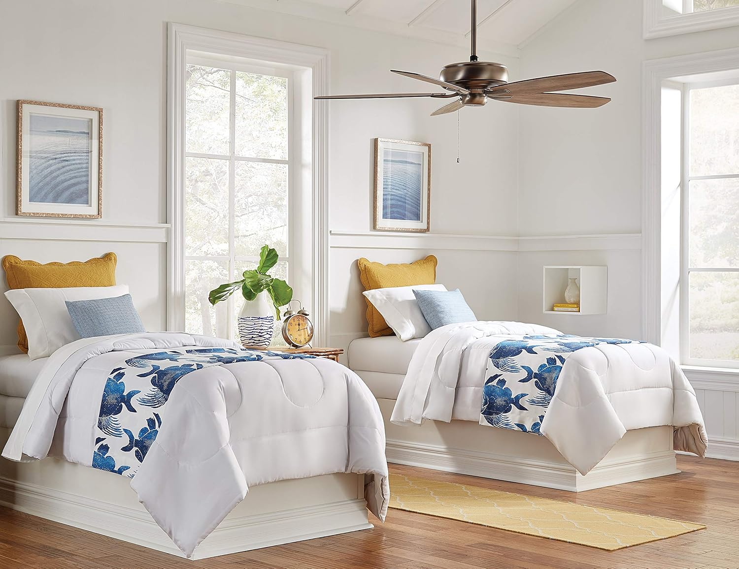 Up To 50% OFF KICHLER 330247MWH Protruding Mount, 5 Matte White Blades Ceiling fan, White