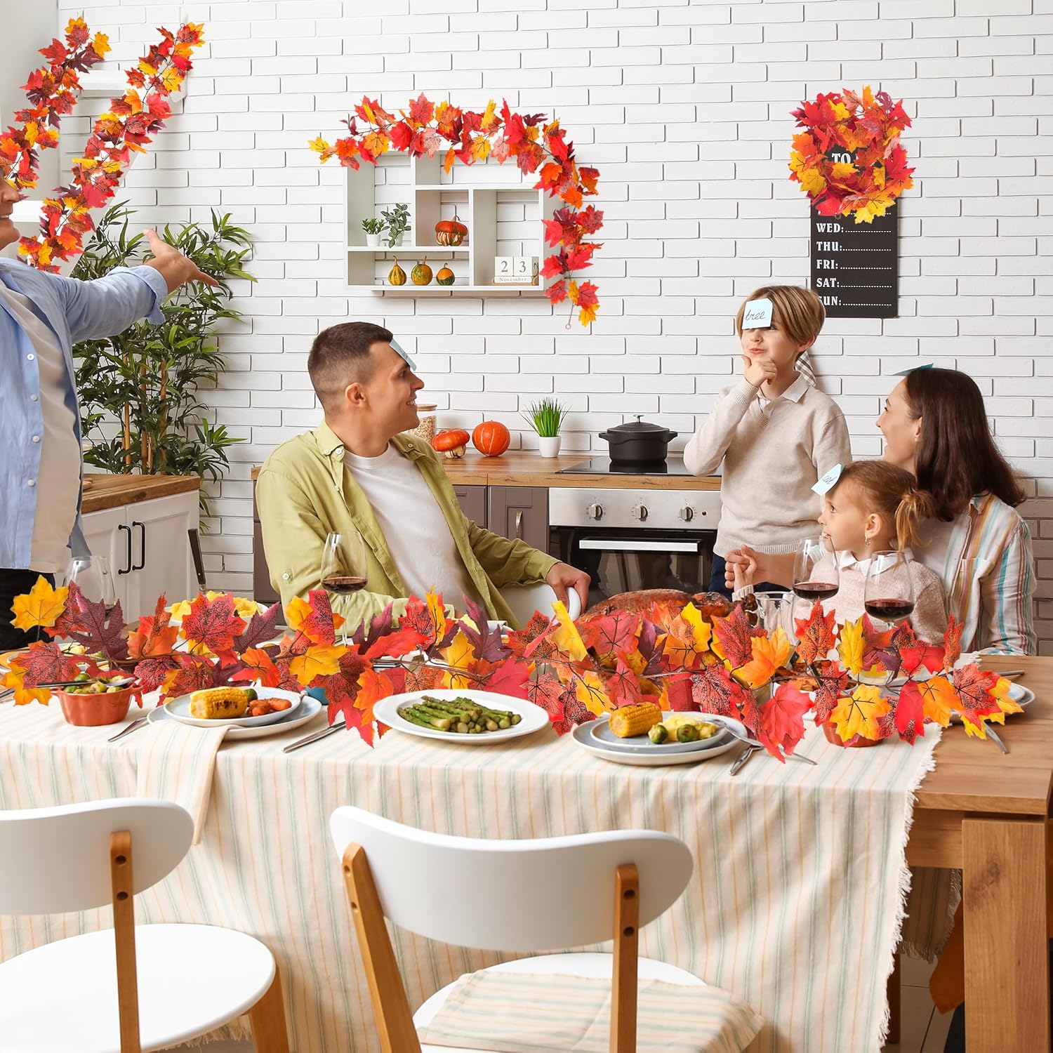 12 Pack Fall Mantle Garland, 70.8 FT Vines Fall Garland, Artificial Hanging Fall Decorations for Home and Outdoor Indoor Autumn Halloween Thanksgiving Decor Wedding Party Fireplace Mantle