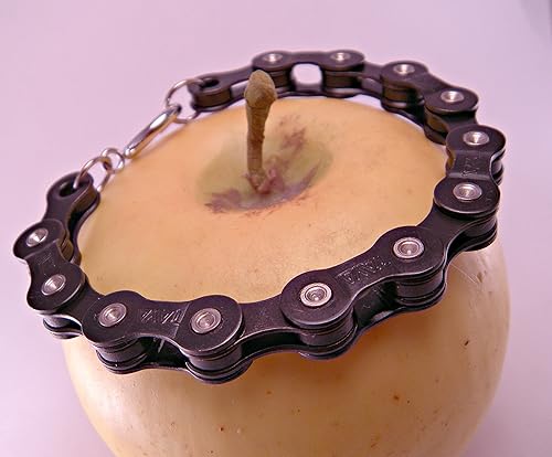 Vista 3 de Reacción en cadena reciclada negra bicicleta cadena pulsera punk kitsch geek