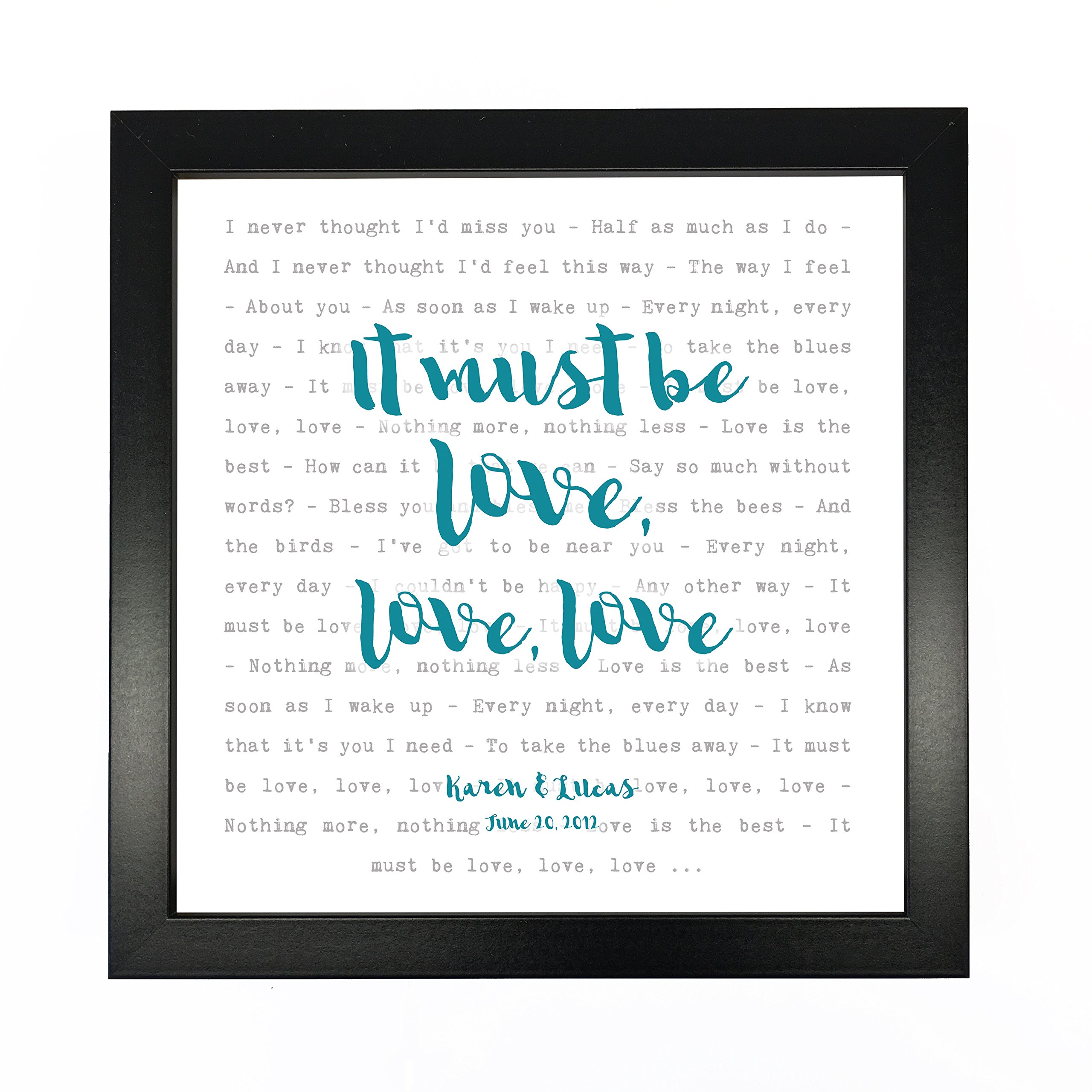 Madness, It Must Be Love - Typography Song Lyrics Print Framed & Personalised - Anniversary Valentine's Wedding Gift Perfect for Him, Her, Couple