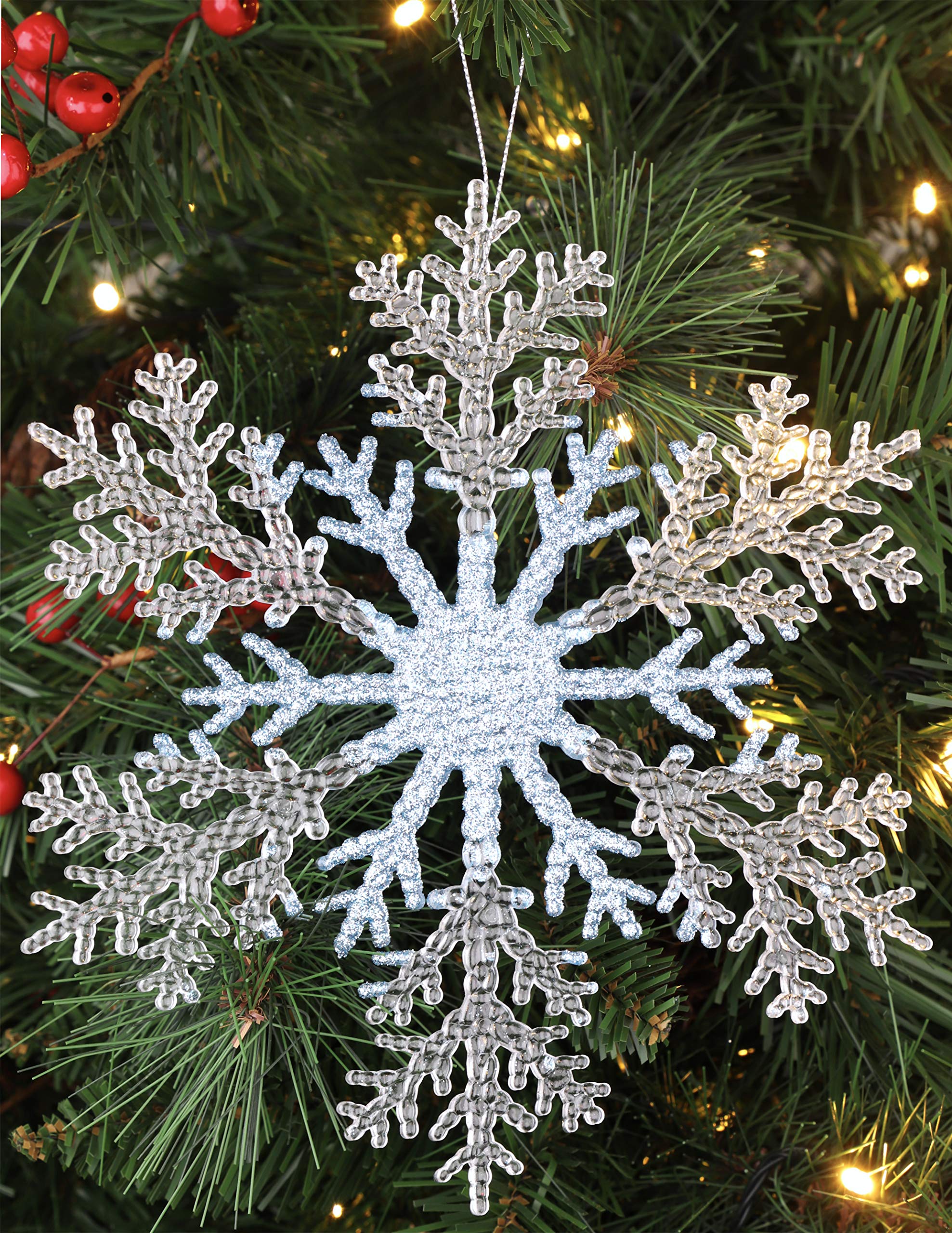 Christmas Concepts Ice Blue Christmas Concepts® 21Cm 8" Large Glitter Decorated Snowflake Decoration - Christmas Baubles (, 1)