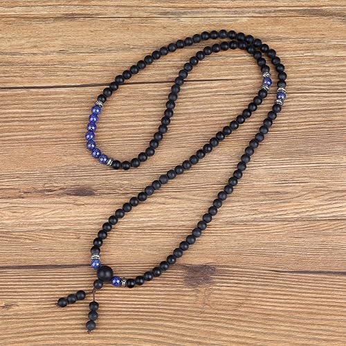 Vista 3 de Collar de pulsera de oración con 108 cuentas de ónix mate