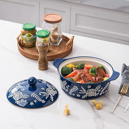 Miniatura 3 de Wisenvoy Plato de cazuela con tapa Cazuela Platos Para Horno Horno Platos Para Horno Plato De Horno De Cerámica Azul,Azul oscuro,Negro
