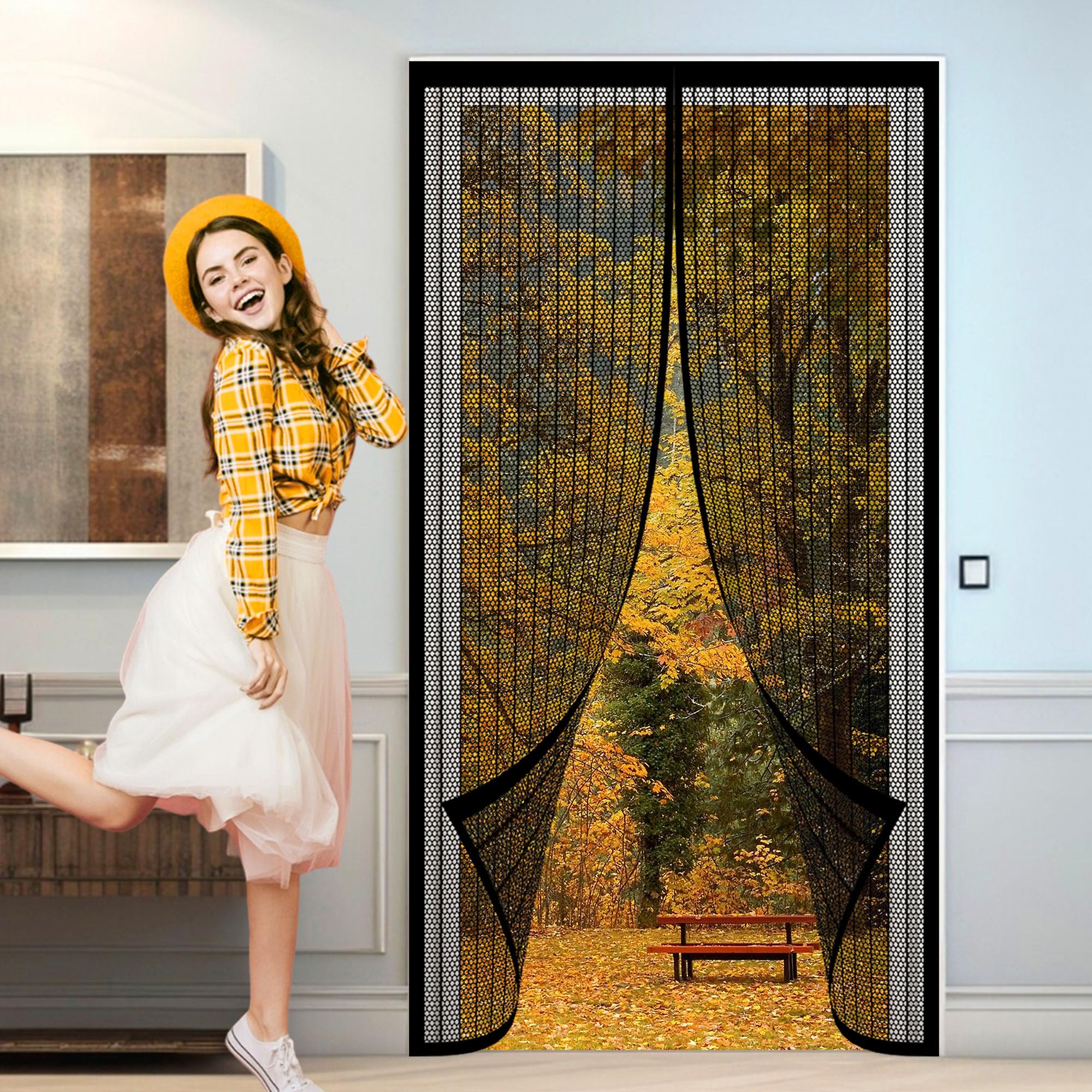 Moustiquaire porte fenêtre 168x226 cm magnétique et sans perçage noire