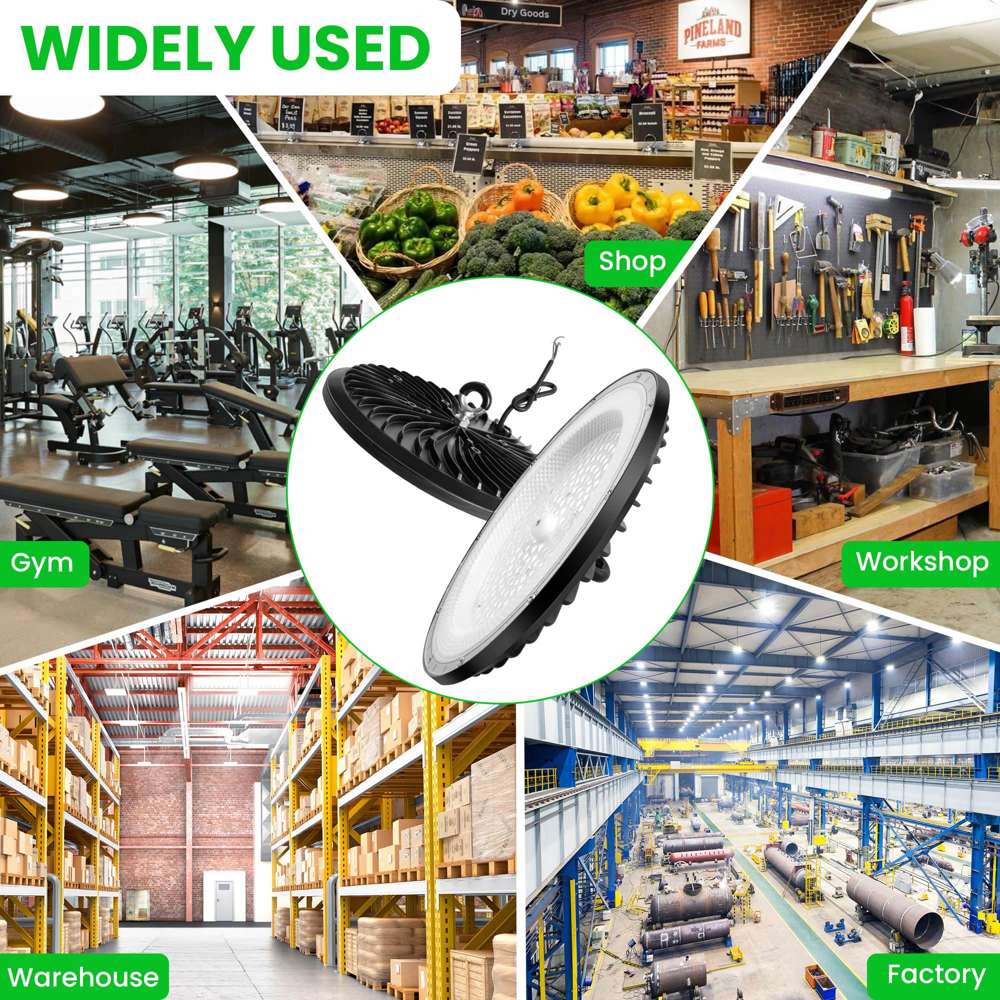 6 Pack 200W UFO Werkstattlampe LED, 30000LM 6000K Superhelle Werkstatt Deckenleuchte, IP65 Wasserdicht Werkstattleuchte, LED Lampe Werkstatt für Hallenbeleuchtung, Werkstattbeleuchtung, Fabriken