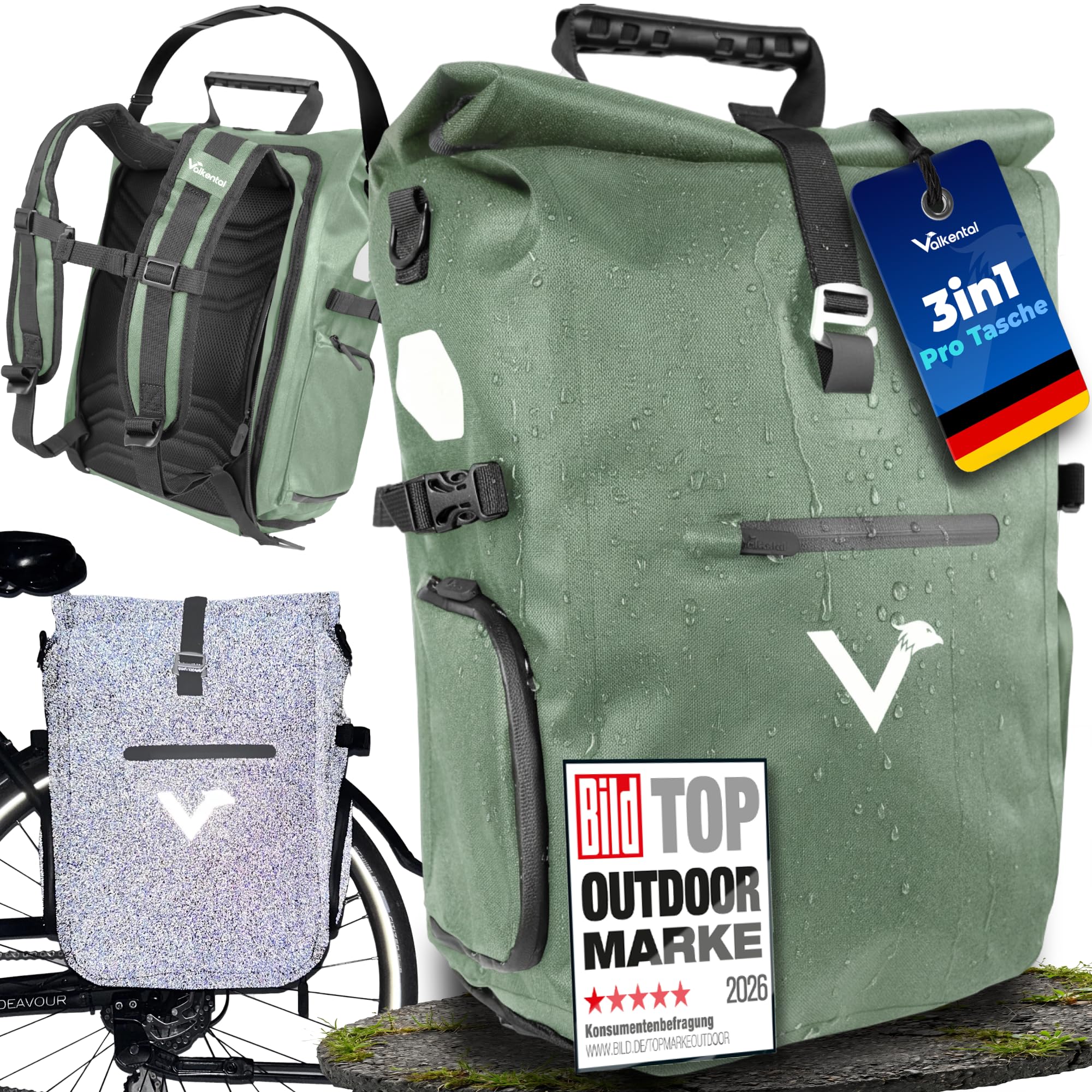Valkental 3in1 Fahrradtasche Pro 23L, Das Original