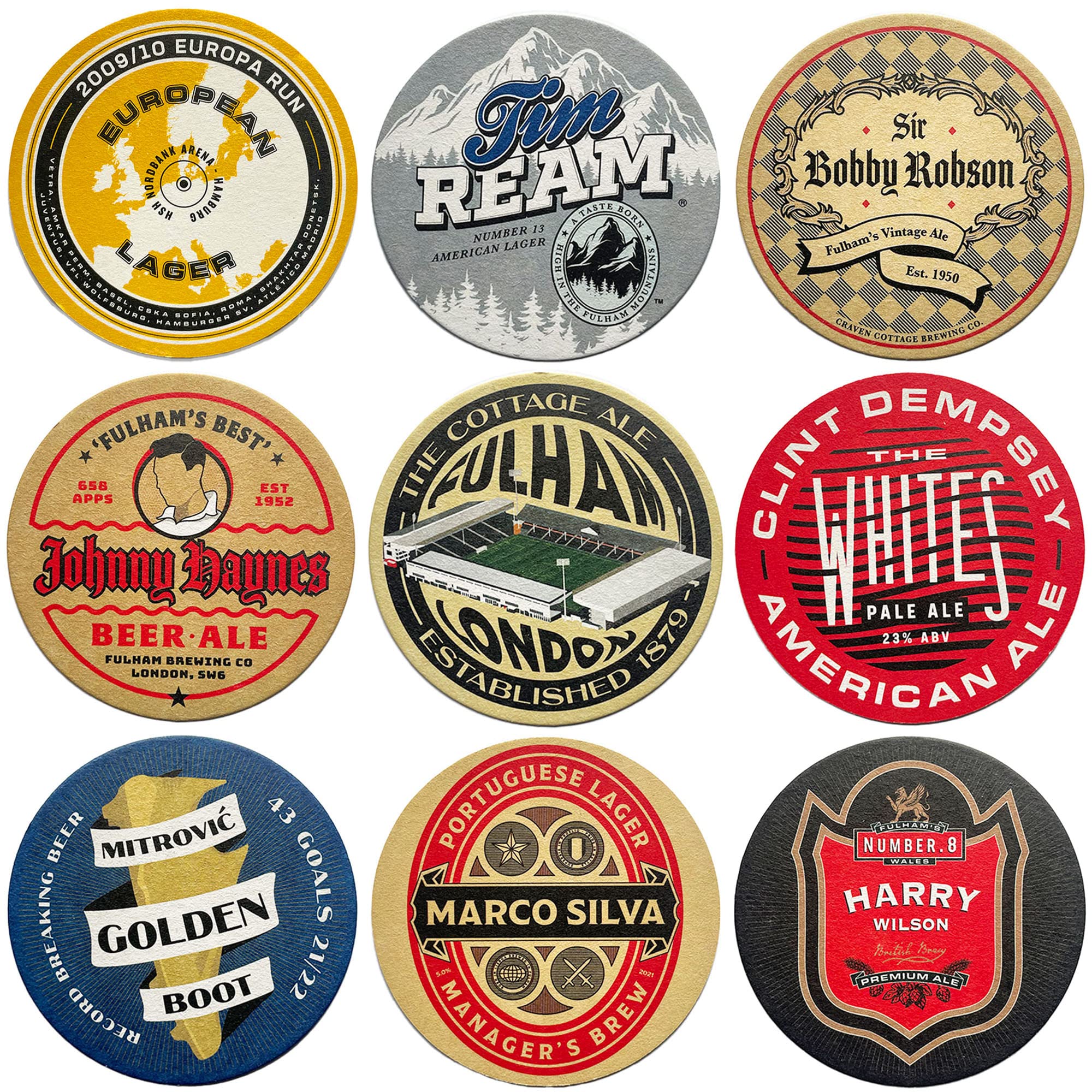 Boot & BallFulham Beer Mats x9