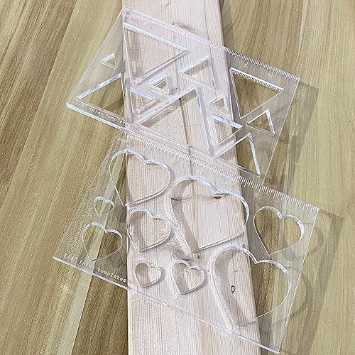 Miniatura 3 de 21 en 2 plantillas de corazón y triángulo, plantillas decorativas y enrutadoras para carpintería (2 piezas)