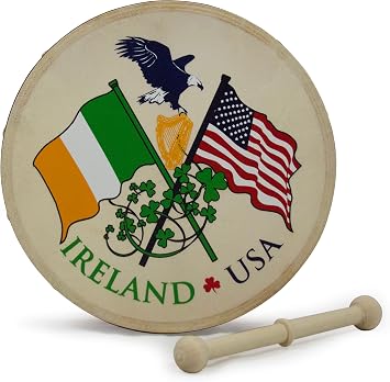 Waltons 8 Inch USA IRELAND Bodhran - Handcrafted Irish Instrument - Crisp & Musical Tone - Hardwood Beater Included w/Purchase