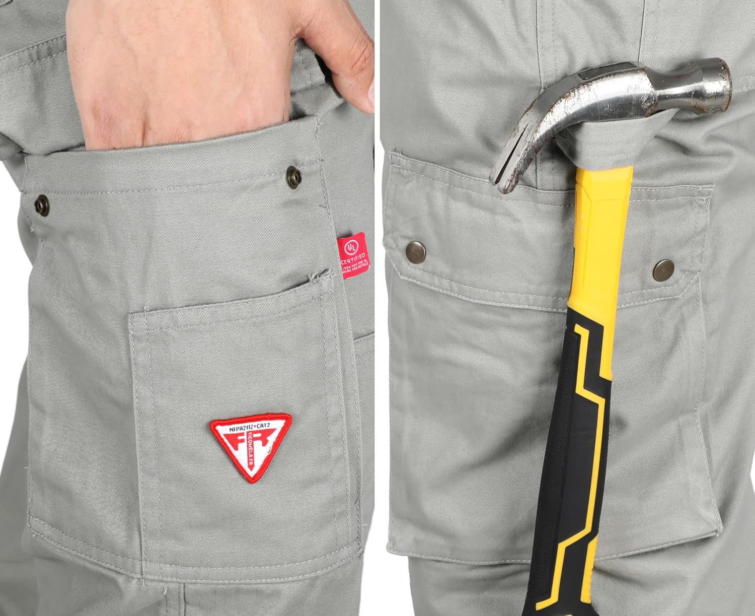 TICOMELA FR Pants for Men Flame Resistant Pants 7.5oz Lightweight (9 Pockets) Multi-Pocket Pants - Image 3