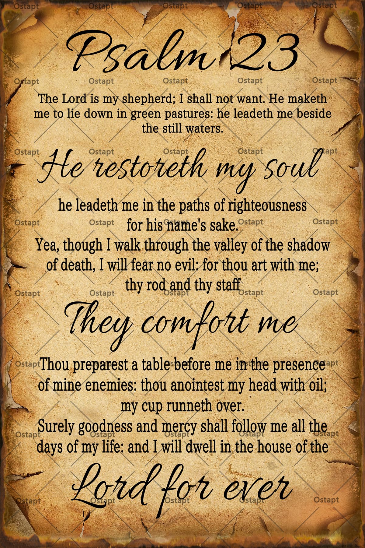 Ostapt The Lord Is My Shepherd Scripture Bible Verse Christian Bible Quotes Retro Vintage Metal Plaque Funny Garden Poster For Home Living Room Bedroom Office outdoor Wall Decor 8x12 Inch