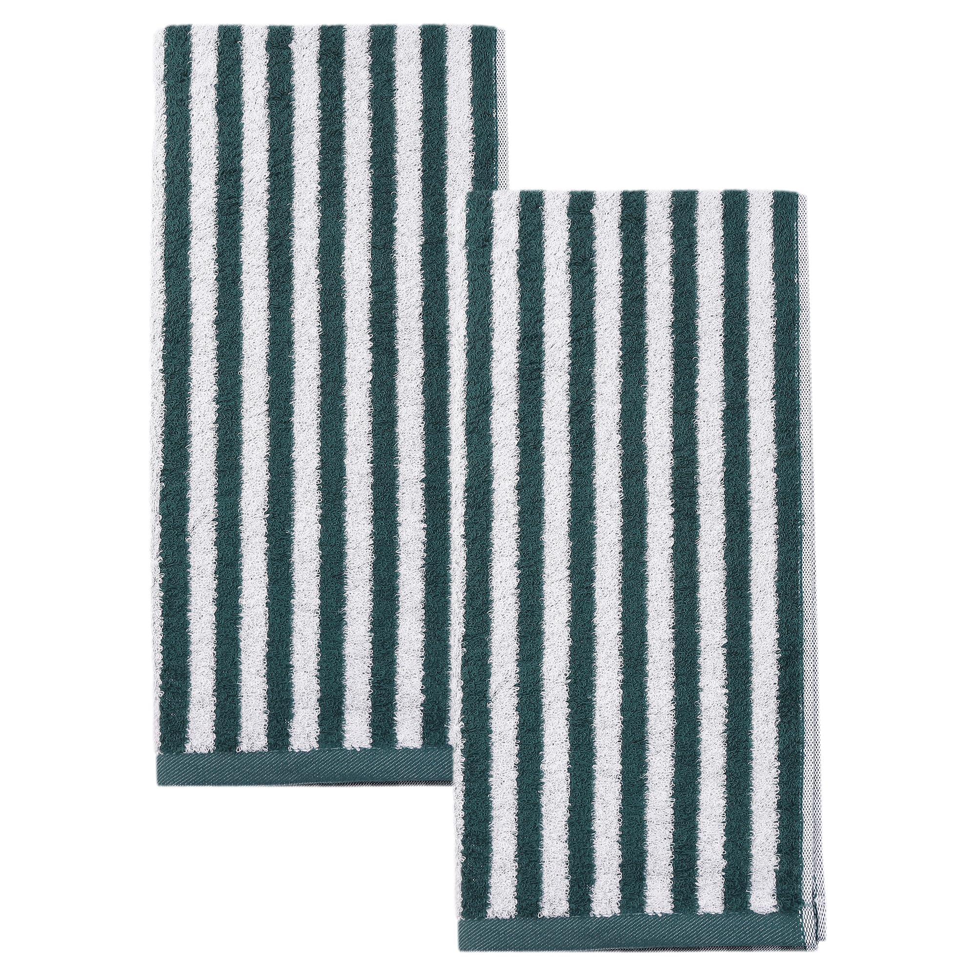 HMETOL Striped Cotton Hand Towels Absorbent Quick Dry for Bathroom Kitchen