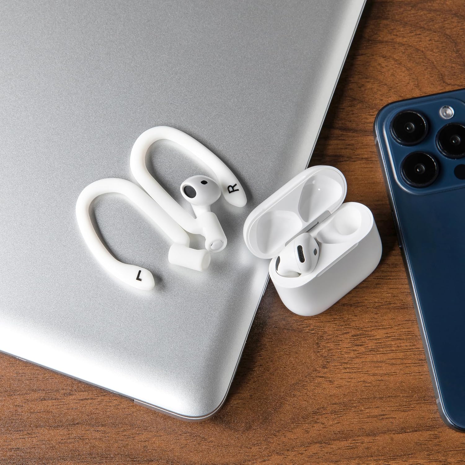 WC HookZ Compatible with Airpods 4 - Adjustable Custom Fit Over-Ear Hooks by Wicked Cushions | Malleable Core for Individual Fit, Secure & Comfortable, Patent Pending | White