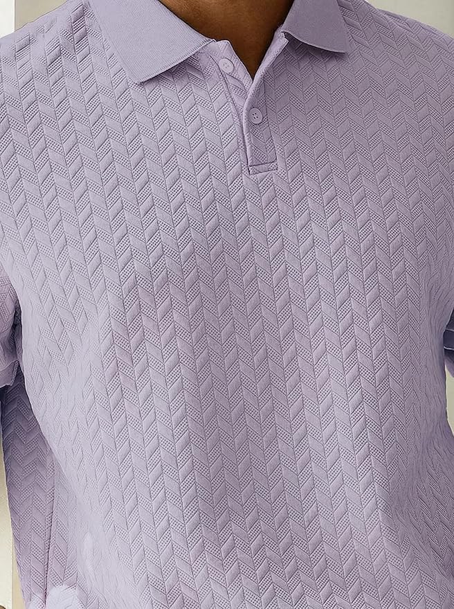 Polo de punto para hombre manga corta textura casual miniatura 4