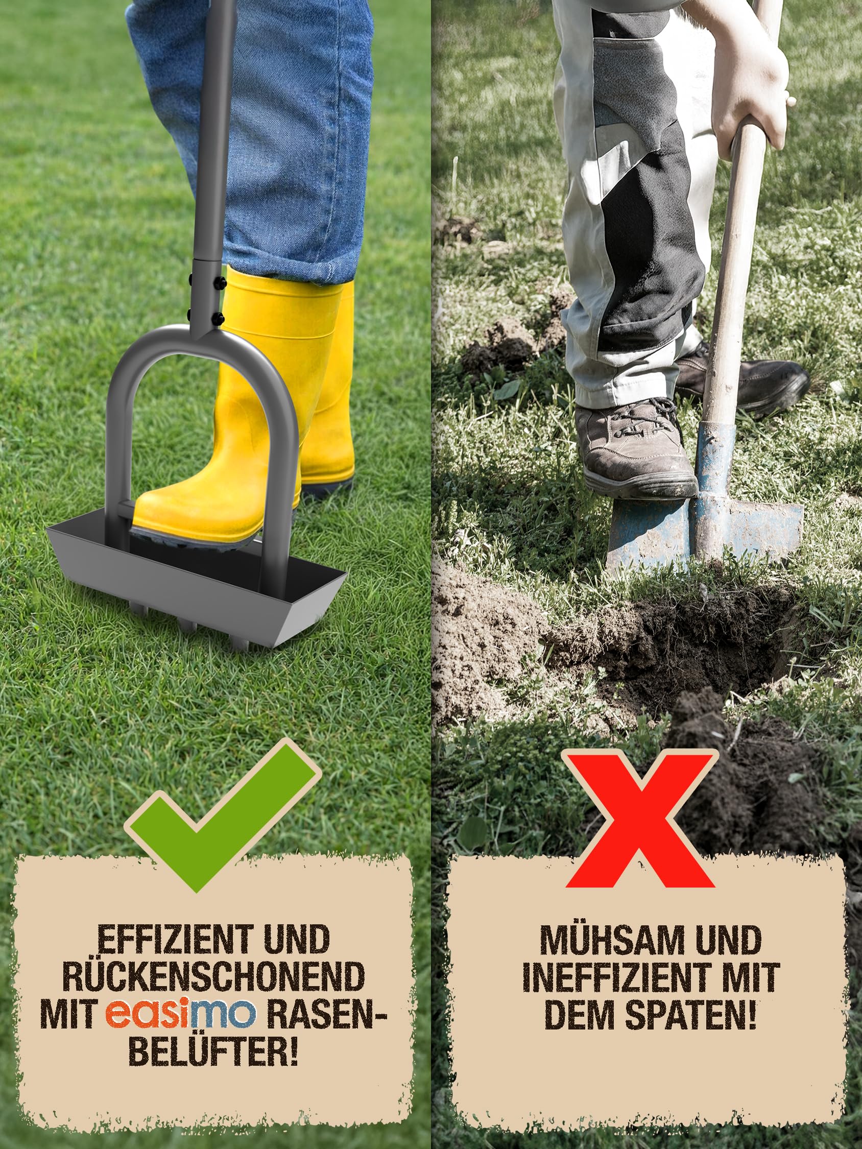 Rasenlüfter & Aerifizierer | Manueller Rasenbelüfter mit Hohlspoons zum Entfernen von Erdkernen | Rasenlocher für gesunden Rasen