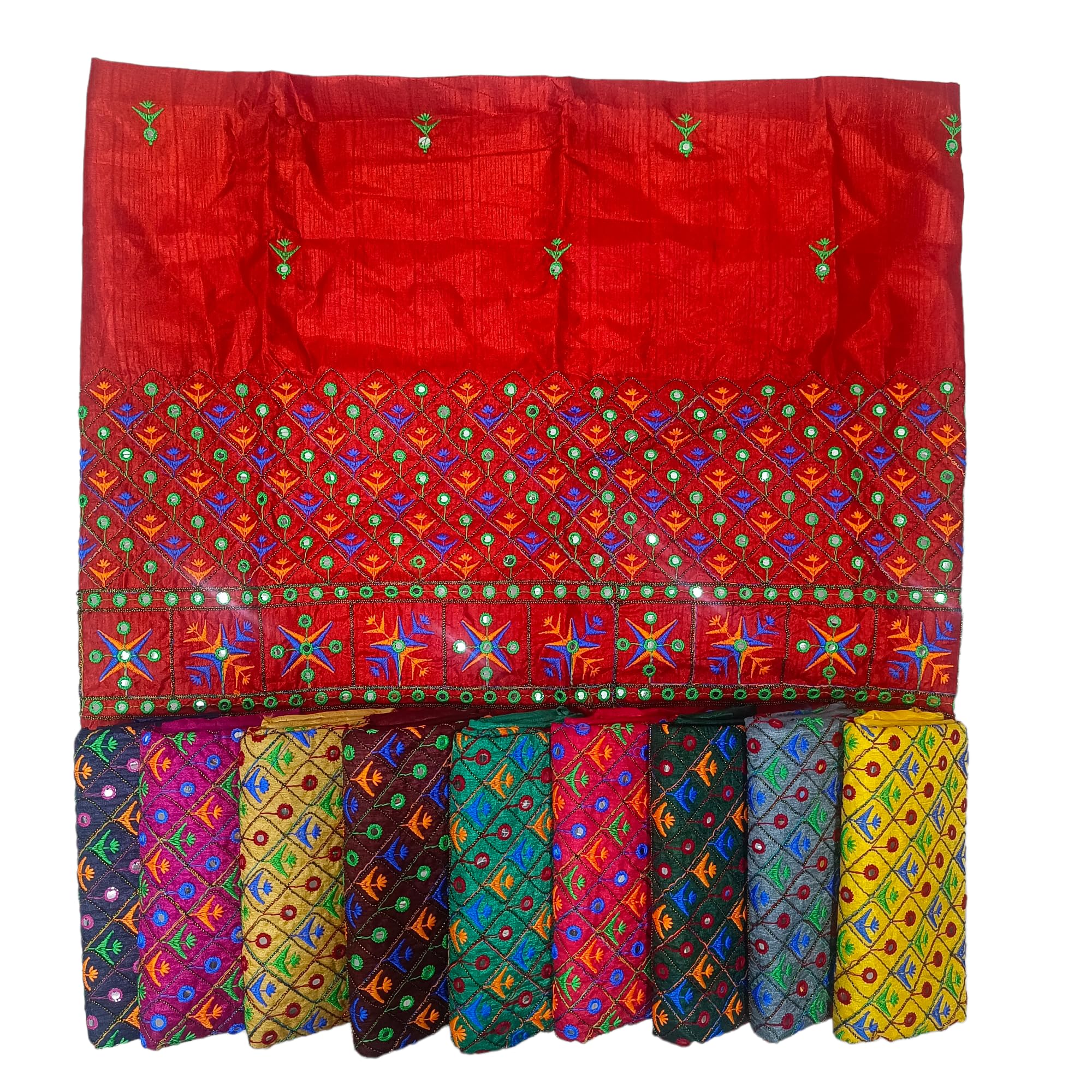 kesarinandan Silk Women's Unstitched 1 Meters Each Blouse Dress Material(Multicolour, Free Size) - Pack Of 10 Pieces, Customizable Length-picture-32