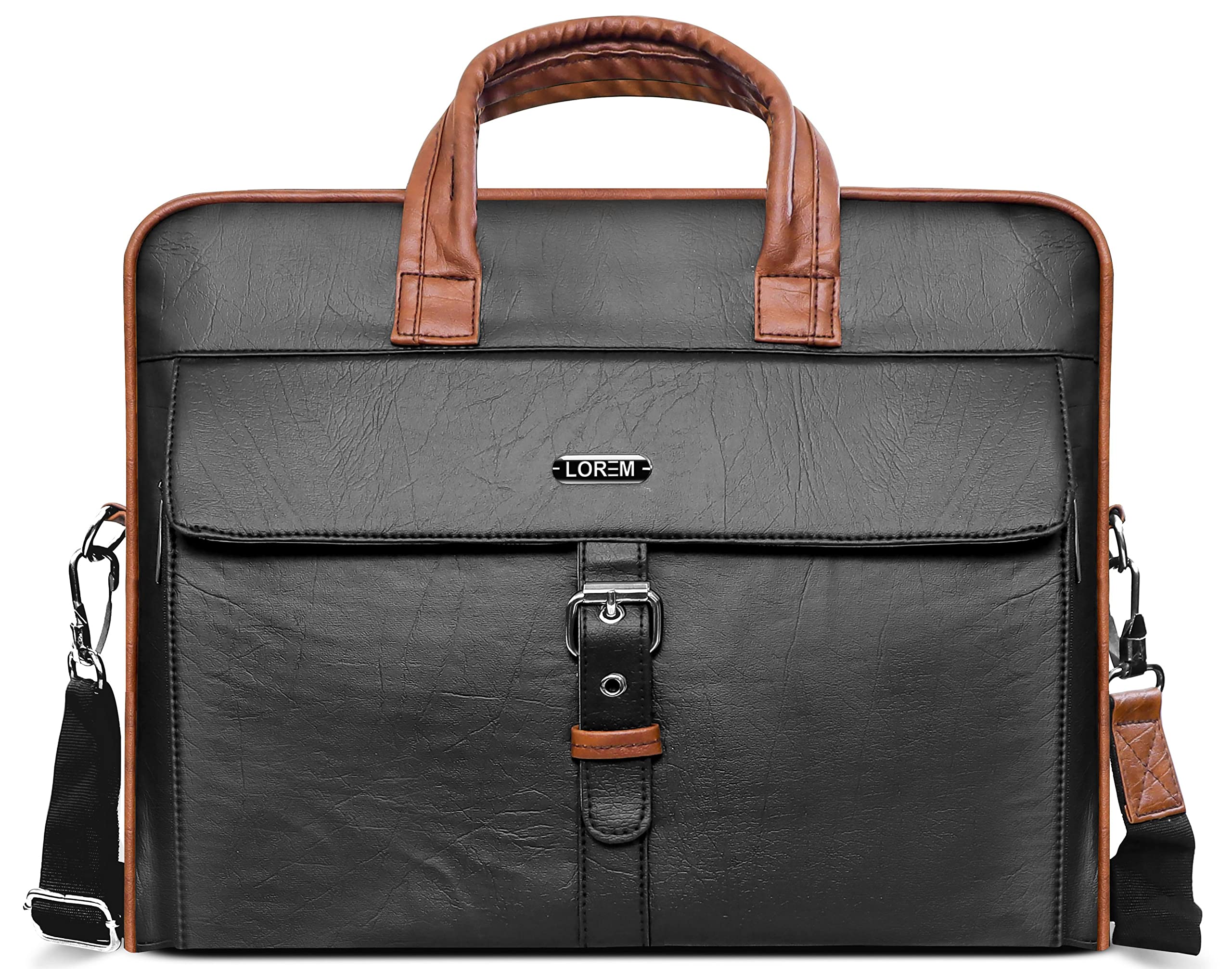 LOREM Premium Black Color Faux Leather 10L Laptop Messenger Bag For Men BG56 (B0CWDF3MJC) Amazon Price History, Amazon Price Tracker