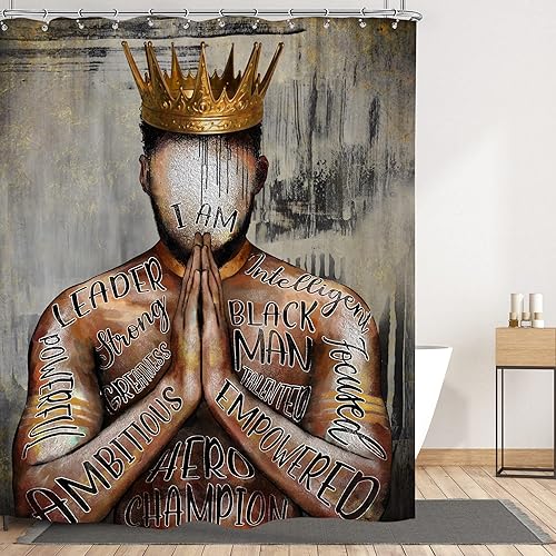 Miniatura 1 de Omifly Cortina de ducha negra para niña, 72 pulgadas de ancho x 72 pulgadas de alto, juego de baño para mujer, color verde azulado, cita