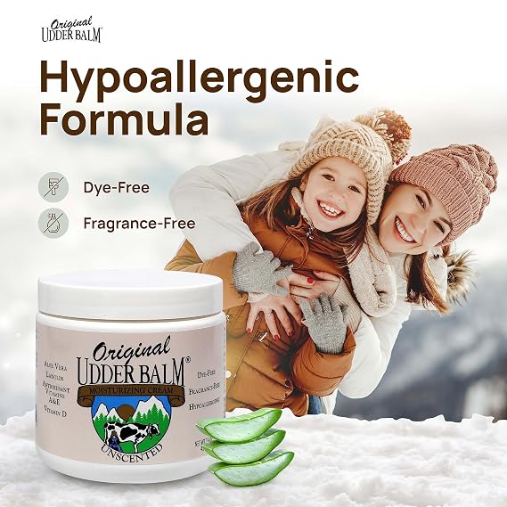 Original Udder Balm Unscented Jar - Made in USA - Hypoallergenic, Dry Skin Relief for Hands, Feet & Face, Moisturizer for Sensitive, Cracked Dry Skin, 16 Fl Oz
