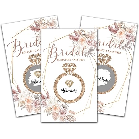 Bridal Shower Scratch Off Game Cards – 50 Pack With Glitter Diamond Ring Design, Wedding Party Activity - View #9