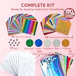 Klever Kits Foil Art Kit for Kids - Arts & Crafts Supplies, Mess Free Coloring, Foil Foam Stickers, Creative Travel Toys, Birthday Easter Gifts for Boys & Girls Ages 4 5 6 7 8 9