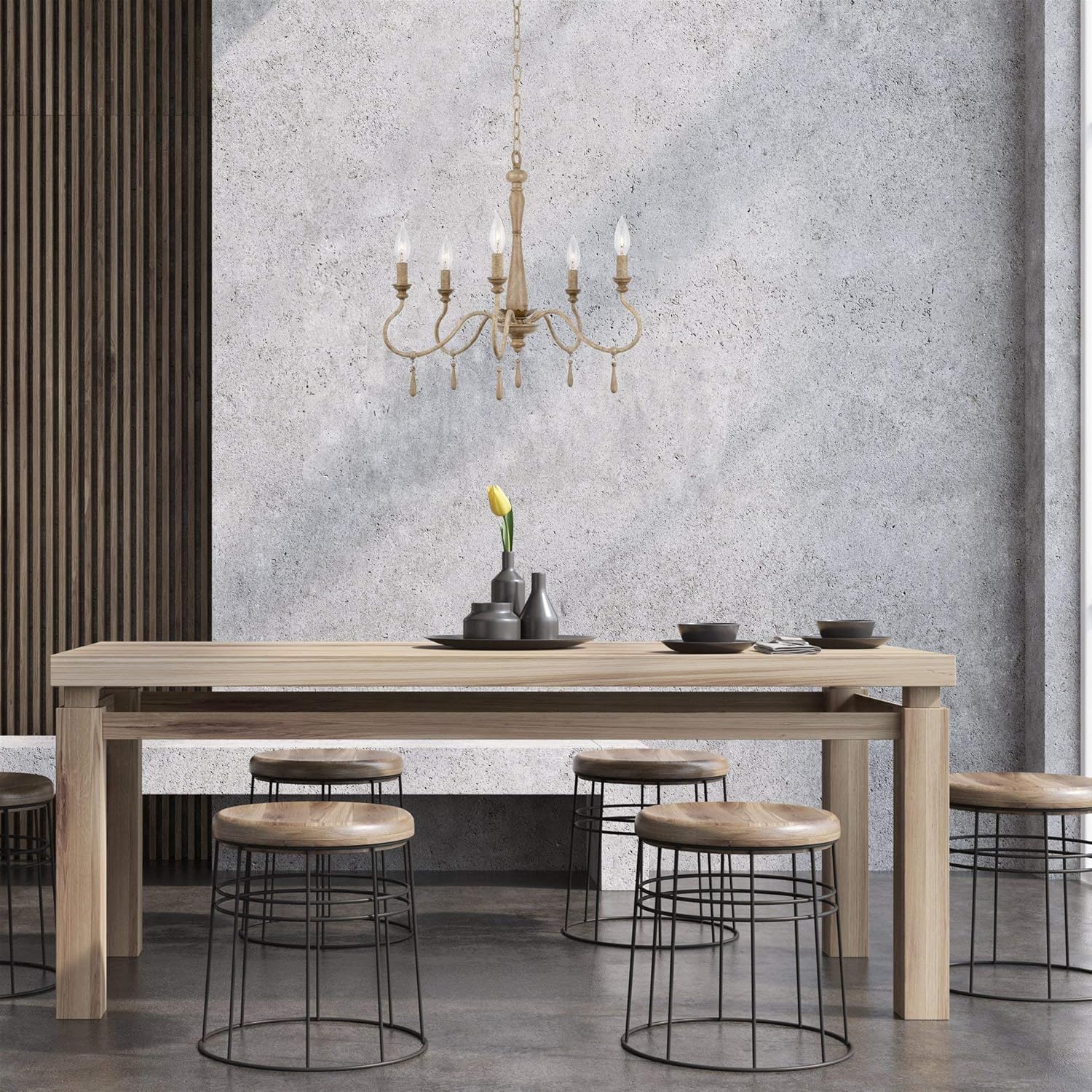 Amаzоn Crаzу 🔥 Dеаlѕ Kira Home Roma 22 5-Light French Country Chandelier, Adjustable Height, Smoked Cedar Style Wood Finish