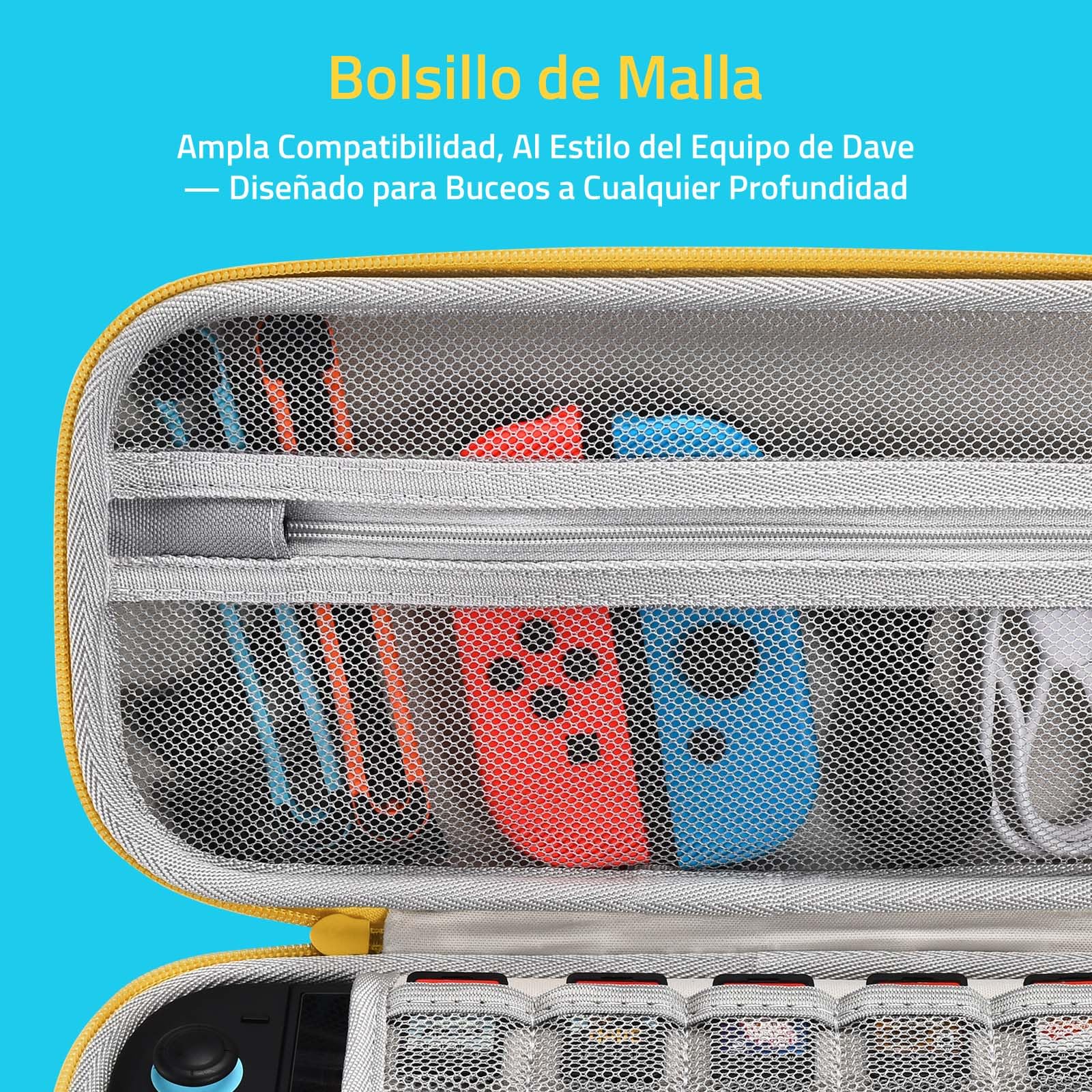 FUNLAB Funda de Transporte rígida para Nintendo Switch 2, Estuche Todo en uno con 10 Ranuras para Juegos, Almacenamiento Inteligente para Accesorios, Interior Suave Protector, edición Dave The Diver