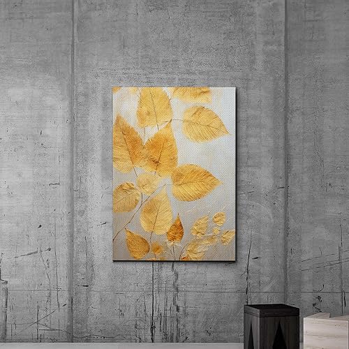 Miniatura 6 de Original Ginkgo biloba Print On Canvas, Modern Textured Gold Wall Art, Abstract Gold Leaves Print, Living room Wall Decor, Canvas, Print
