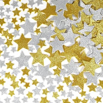 ALEGRE  Foam Rubber Self-Adhesive Star Stickers Pack of 100 Glitter Foam EVA Star Stickers Glitter Star Stickers for DIY Christmas Decoration Christmas Cards Christmas Bags