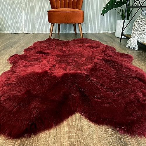 Vista 136 de HUAHOO Alfombra de oveja auténtica de alta calidad, piel de oveja australiana, esponjosa, de lujo, natural, de piel de cordero esponjosa